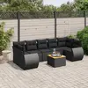 Image de vidaXL Salon de jardin 8 pcs avec coussins noir résine tressée