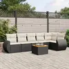 Image de vidaXL Salon de jardin 7 pcs avec coussins noir résine tressée