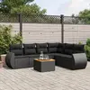Image de vidaXL Salon de jardin 7 pcs avec coussins noir résine tressée