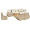 Image de vidaXL Salon de Jardin avec Coussins 9 pcs, Canapés de Terrasse, Ensemble de Meubles de Patio, Mobilier d'Extérieur, Beige Résine Tressée