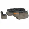 Image de vidaXL Salon de Jardin avec Coussins 9 pcs, Canapés de Terrasse, Ensemble de Meubles de Patio, Mobilier d'Extérieur, Gris Résine Tressée