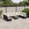 Image de vidaXL Salon de jardin 11 pcs avec coussins noir résine tressée
