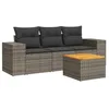 Image de vidaXL Salon de Jardin 4 pcs avec Coussins Gris résine tressée