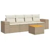 Image de vidaXL Salon de Jardin avec Coussins 5 pcs, Canapés et Table de Terrasse, Ensemble de Meubles d'Extérieur Patio, Beige Résine Tressée