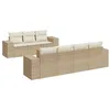 Image de vidaXL Salon de Jardin avec Coussins 8 pcs, Canapés et Table de Terrasse, Ensemble de Meubles d'Extérieur Patio, Moderne, Beige Résine Tressée