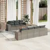 Image de vidaXL Salon de jardin 8 pcs avec coussins gris résine tressée