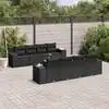 Image de vidaXL Salon de jardin 9 pcs avec coussins noir résine tressée