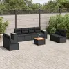 Image de vidaXL Salon de jardin 9 pcs avec coussins noir résine tressée