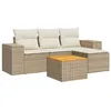 Image de vidaXL Salon de Jardin avec Coussins 5 pcs, Canapés de Patio, Ensemble de Meubles, Mobilier de Terrasse Extérieur, Beige Résine Tressée