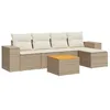 Image de vidaXL Salon de Jardin avec Coussins 6 pcs, Canapés de Patio, Ensemble de Meubles, Mobilier de Terrasse Extérieur, Beige Résine Tressée
