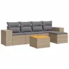 Image de vidaXL Salon de Jardin avec Coussins 6 pcs, Canapés de Patio, Ensemble de Meubles, Mobilier de Terrasse Extérieur, Beige Résine Tressée