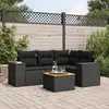 Image de vidaXL Salon de jardin 5 pcs avec coussins noir résine tressée