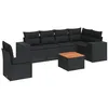 Image de vidaXL Salon de Jardin avec Coussins 7 pcs, Canapés et Table de Terrasse, Ensemble de Meubles d'Extérieur Patio, Moderne, Noir Résine Tressée