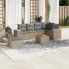 Image de vidaXL Salon de jardin avec coussins 7 pcs beige résine tressée