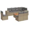 Image de vidaXL Salon de Jardin avec Coussins 9 pcs, Canapés et Table de Terrasse, Ensemble de Meubles d'Extérieur Patio, Moderne, Beige Résine Tressée