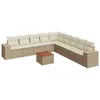 Image de vidaXL Salon de Jardin avec Coussins 10 pcs, Canapés de Patio, Ensemble de Meubles, Mobilier de Terrasse Extérieur, Beige Résine Tressée