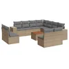 Image de vidaXL Salon de Jardin avec Coussins 12 pcs Beige résine tressée