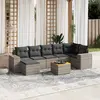 Image de vidaXL Salon de jardin 8 pcs avec coussins gris résine tressée