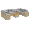 Image de vidaXL Salon de Jardin avec Coussins 11 pcs, Canapés de Terrasse, Ensemble de Meubles de Patio, Mobilier d'Extérieur, Beige Résine Tressée