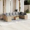 Image de vidaXL Salon de jardin 11 pcs avec coussins beige résine tressée