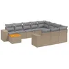 Image de vidaXL Salon de Jardin avec Coussins 11 pcs, Canapés de Terrasse, Ensemble de Meubles de Patio, Mobilier d'Extérieur, Beige Résine Tressée