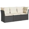 Image de vidaXL Salon de Jardin avec Coussins 3 pcs, Canapés avec Pieds Réglables, Ensemble de Meubles d'Extérieur Patio Terrasse, Noir Résine Tressée