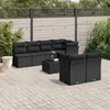 Image de vidaXL Salon de jardin 8 pcs avec coussins noir résine tressée