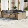 Image de vidaXL Salon de jardin avec coussins 9 pcs beige résine tressée