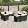 Image de vidaXL Salon de jardin 12 pcs avec coussins noir résine tressée