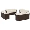 Image de vidaXL Salon de Jardin avec Coussins 12 pcs, Canapés avec Pieds Réglables, Ensemble de Meubles d'Extérieur Patio Terrasse, Moderne, Marron Résine Tressée
