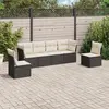 Image de vidaXL Salon de jardin 6 pcs avec coussins noir résine tressée