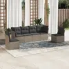 Image de vidaXL Salon de jardin 6 pcs avec coussins gris résine tressée