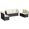 Image de vidaXL Salon de Jardin avec Coussins 7 pcs, Canapés avec Pieds Réglables, Ensemble de Meubles d'Extérieur Patio Terrasse, Moderne, Noir Résine Tressée