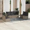 Image de vidaXL Salon de jardin avec coussins 7 pcs gris résine tressée