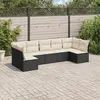 Image de vidaXL Salon de jardin 7 pcs avec coussins noir résine tressée