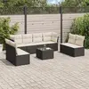 Image de vidaXL Salon de jardin 9 pcs avec coussins noir résine tressée