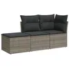 Image de vidaXL Salon de Jardin avec Coussins 3 pcs, Canapés avec Pieds Réglables, Ensemble de Meubles d'Extérieur Patio Terrasse, Moderne, Gris Résine Tressée