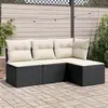 Image de vidaXL Salon de jardin 4 pcs avec coussins noir résine tressée
