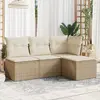 Image de vidaXL Salon de jardin avec coussins 4 pcs beige résine tressée