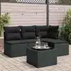 Image de vidaXL Salon de jardin 5 pcs avec coussins noir résine tressée