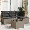 Image de vidaXL Salon de jardin 5 pcs avec coussins gris résine tressée