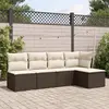 Image de vidaXL Salon de jardin avec coussins 5 pcs marron résine tressée