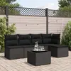 Image de vidaXL Salon de jardin 6 pcs avec coussins noir résine tressée