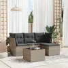 Image de vidaXL Salon de jardin 5 pcs avec coussins gris résine tressée