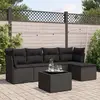 Image de vidaXL Salon de jardin 6 pcs avec coussins noir résine tressée