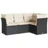 Image de vidaXL Salon de Jardin avec Coussins 4 pcs, Canapés de Terrasse, Ensemble de Meubles de Patio, Mobilier d'Extérieur, Noir Résine Tressée
