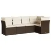 Image de vidaXL Salon de Jardin avec Coussins 5 pcs, Canapés de Terrasse, Ensemble de Meubles de Patio, Mobilier d'Extérieur, Marron Résine Tressée