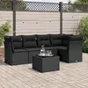 Image de vidaXL Salon de jardin 6 pcs avec coussins noir résine tressée
