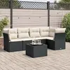 Image de vidaXL Salon de jardin 6 pcs avec coussins noir résine tressée
