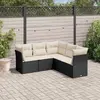 Image de vidaXL Salon de jardin 5 pcs avec coussins noir résine tressée